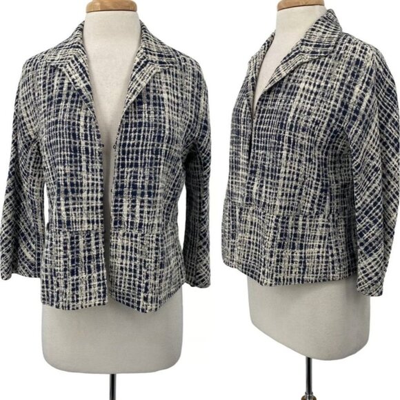 Lafayette 148 NY Tweed‎ Plaid Textured Blazer Jacket Size 10 - Picture 1 of 11